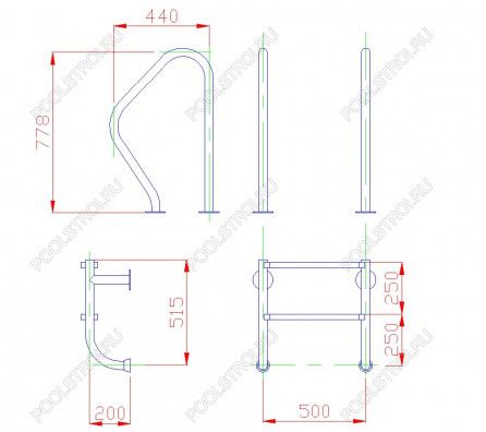Лестница  с поручнями 2 ступени Flexinox ESC PT (87150462)